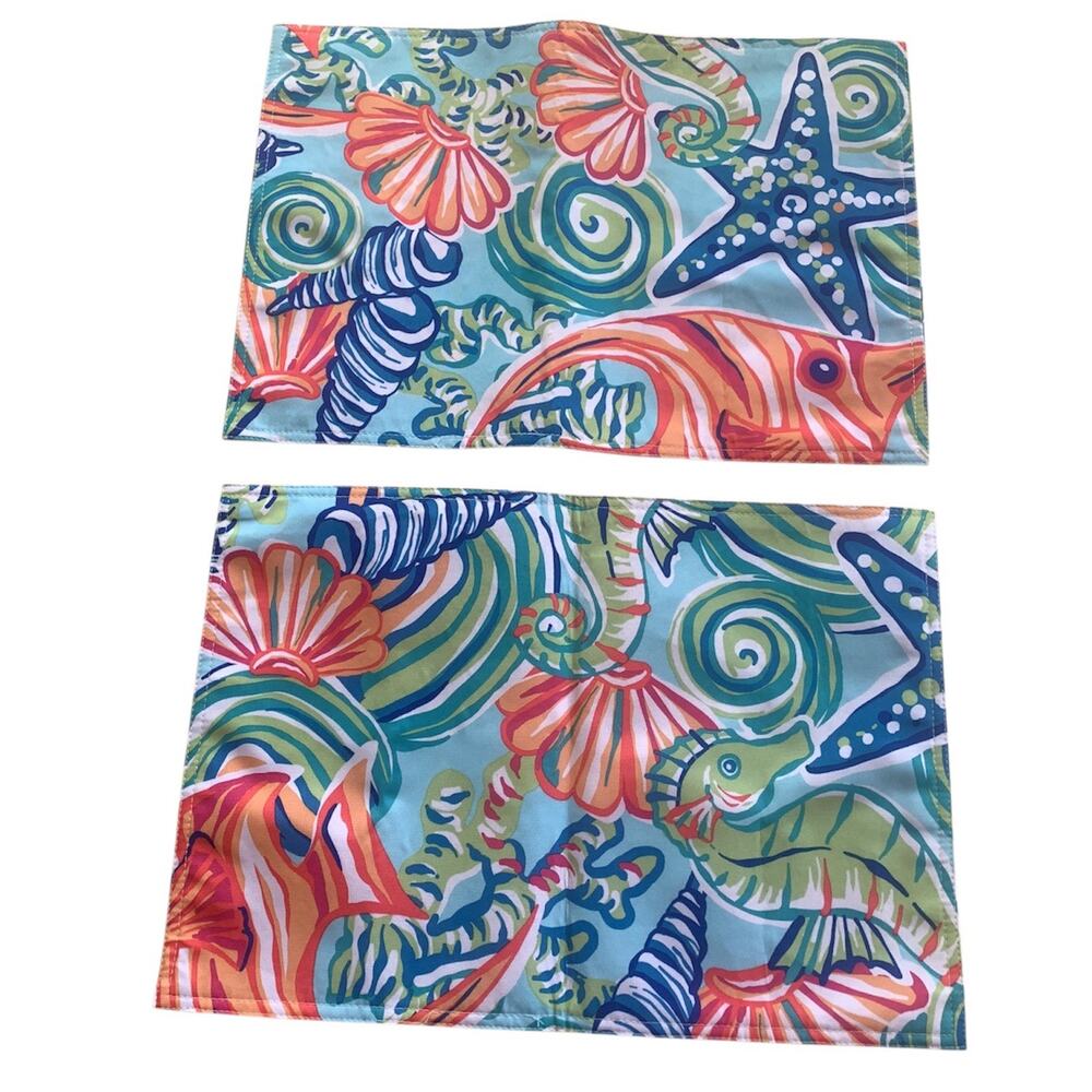 Set of 2 Sigrid Olsen Placemats Coastal Tropical Beachy Seashell Starfish